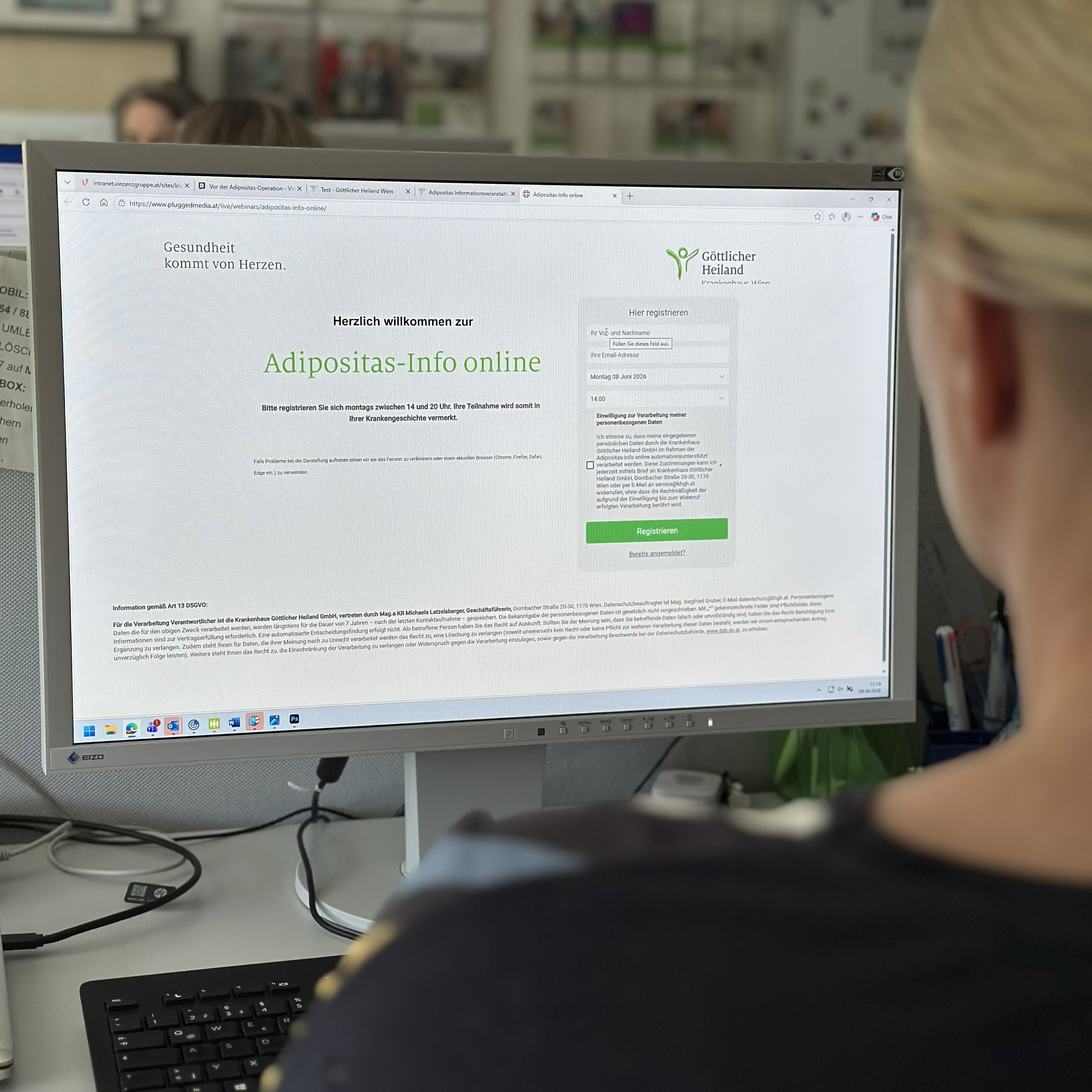 Bildschirm mit dem Inhalt der Adipositas Info online