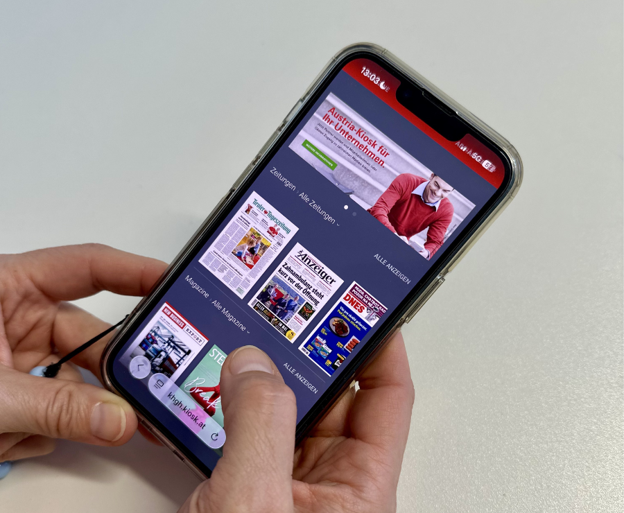 Online Austria Kiosk Website auf mobilem Display